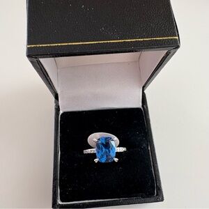 Bomb Party Meant to Be Mine Ring RG85039 Aqua Blue Spinel Rhodium Plating